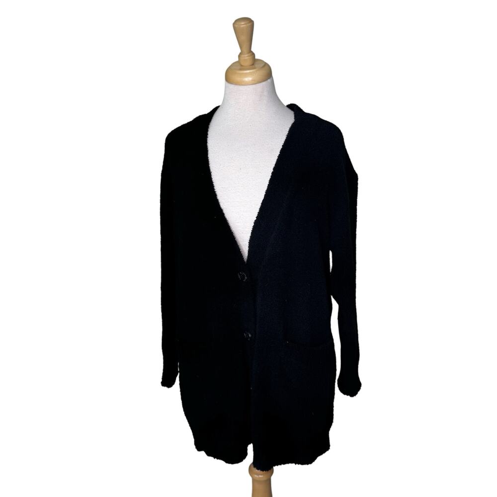 UGG Australia Cozy Oversized V Neck Button Up Cardigan Black Size Medium